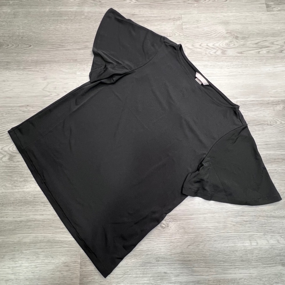 HM Women Black Flutter Sleeve Boat Neck Knit Top Size XS New With Tags